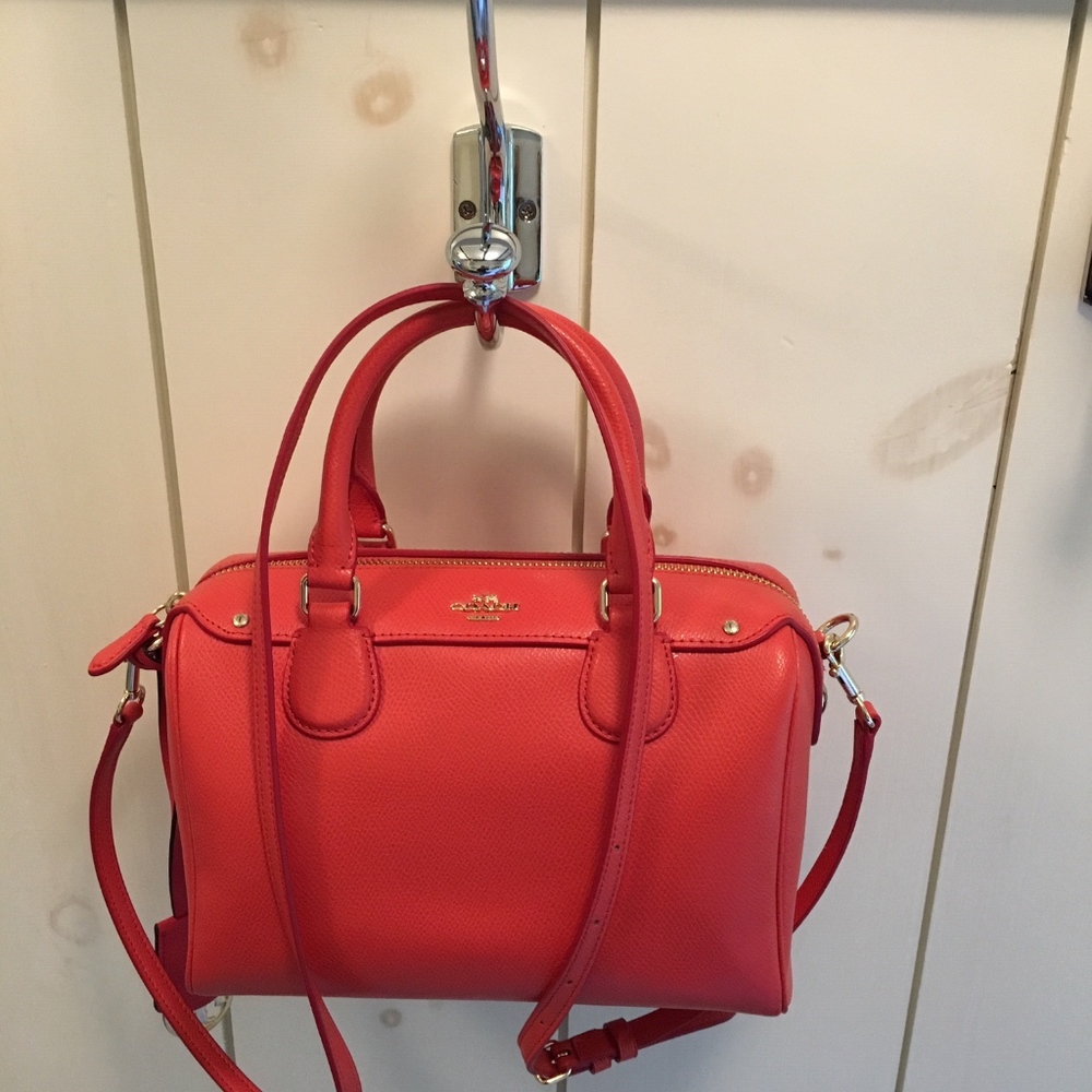 Authentic, coral, Coach Leather bag.